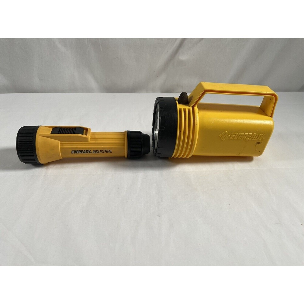 Lot of 2 Eveready Floating Lantern Plastic Flashlight Yellow Parts READ